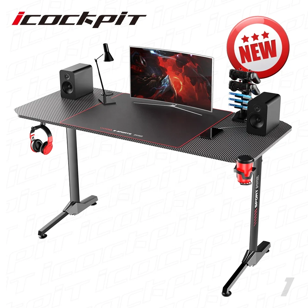 
Icockpit Household Simple Desk E-Sports Internet Cafe Multi Game Table Gaming Table Black Gaming Desk 