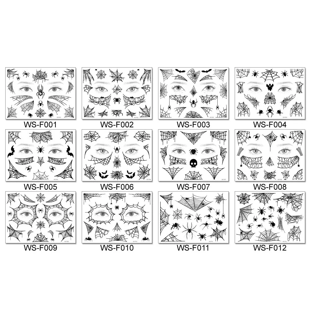 Creative Luminous Halloween Body Decor Spider Web Arm Face Tattoos Stickers Waterproof Temporary  Halloween Makeup Tattoo