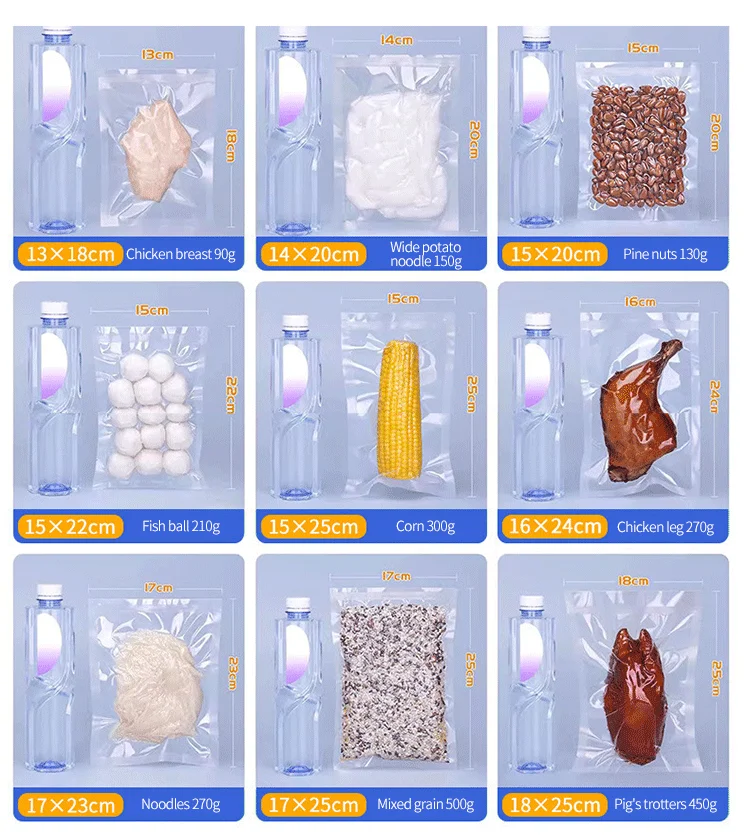 Customized Size Large Food Fruit Beef Freezer Storage Moisture-Proof Plastic PE/PA Nylon 3-side Seal Packaging Vacuum Sealer Bag