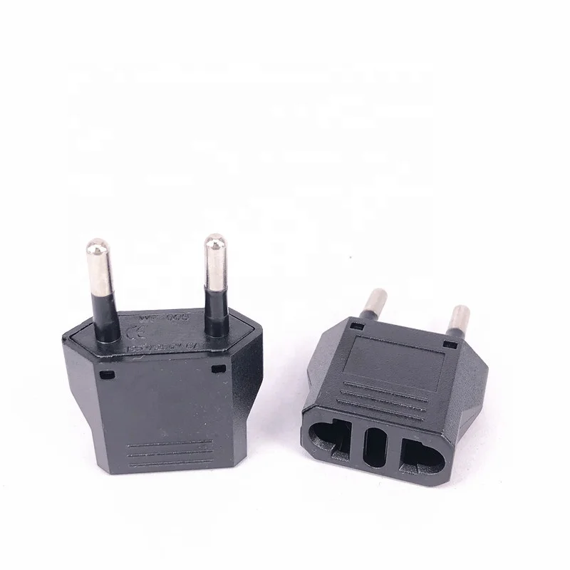EU Standard Round Pin to Flat Pin Small Conversion Plug For Switzerland Italy Europe US Australia