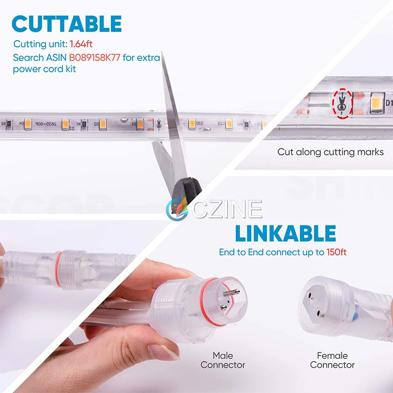 AC 110V 220V 6500k 60led 18w/mDownlight/ceiling/pendant/wall Light flexible waterproof smd2835 led strip light