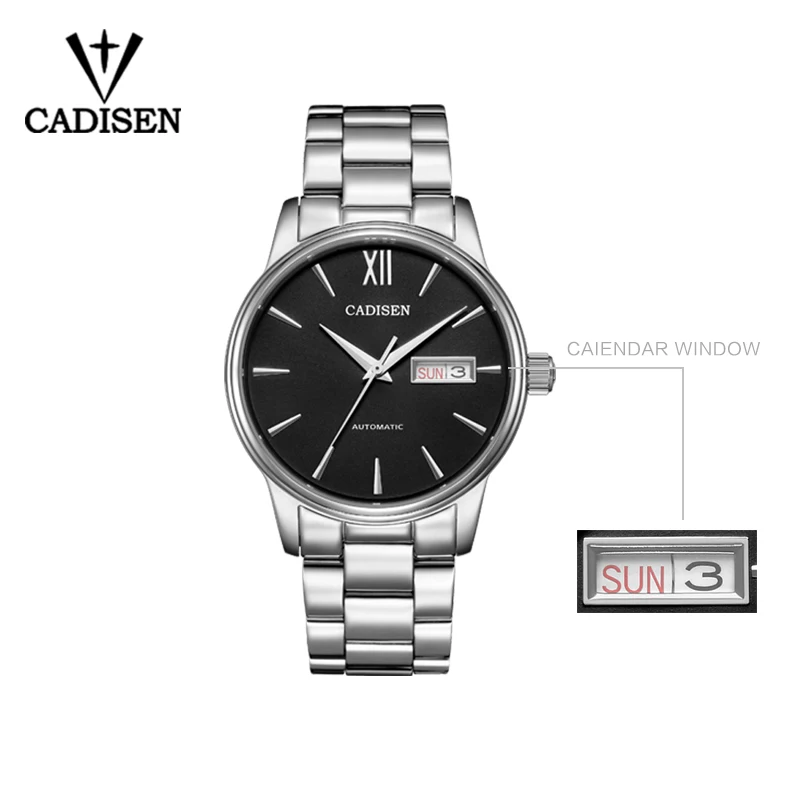 CADISEN 1032 Men Watch Automatic Mechanical Watches stainless steel case Role Date Week Top Luxury Brand Wrist watch Clock