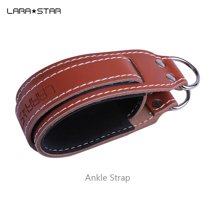 LS0125 Customized Logo OEM Cable Machine Leather Ankle Support Wraps Metal Ankle Brace Ankle Straps Resistance Bands