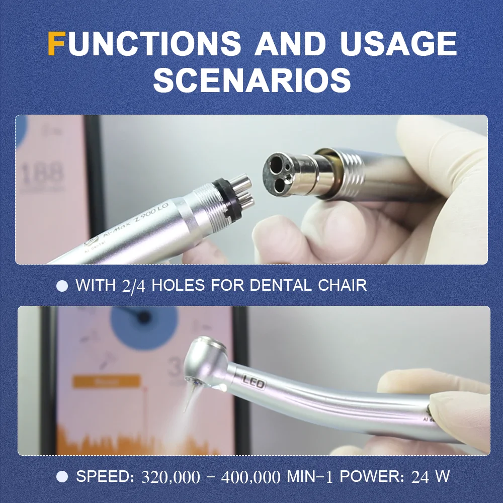 Top Quality air Turbine Handpiece LED High Speed Standard Head 2 / 4 Holes with B2 M4 Dental Product