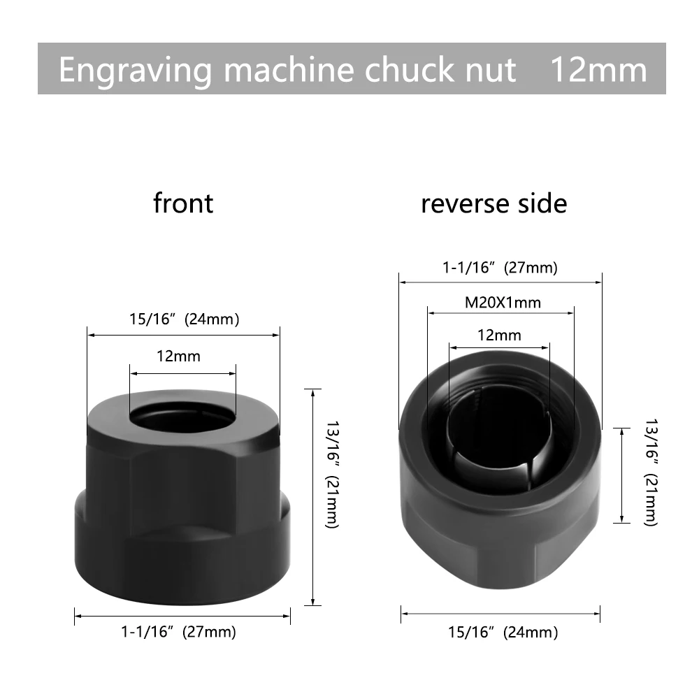 LAVIE 1 pc 12mm or 1/2mm Engraving machine chuck nut Electric Router Milling Cutter Accessories Conversion handle CLMM2013