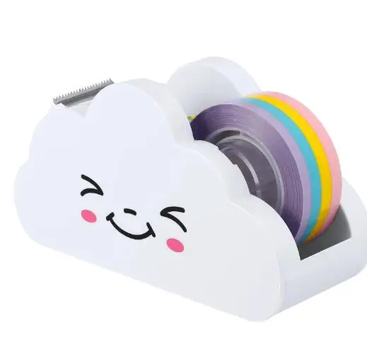 Tape Dispenser Washipaper Rainbow Roll Holder Cute Desktop Cloud Desk Office Cutting Masking Cartoon Adhesivemachine Supplies