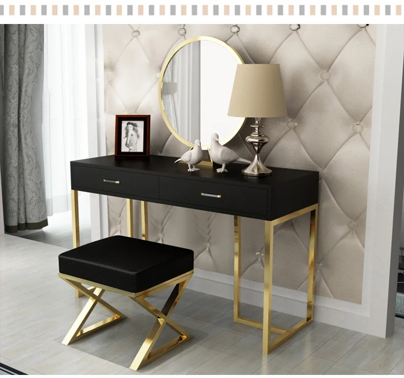 bedroom sets Modern white wooden Iron fram dressing table