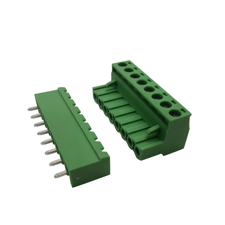 green 8 way 8pole 5.08mm  electrical terminal connector plug-in wire to board male and female positive  terminal block