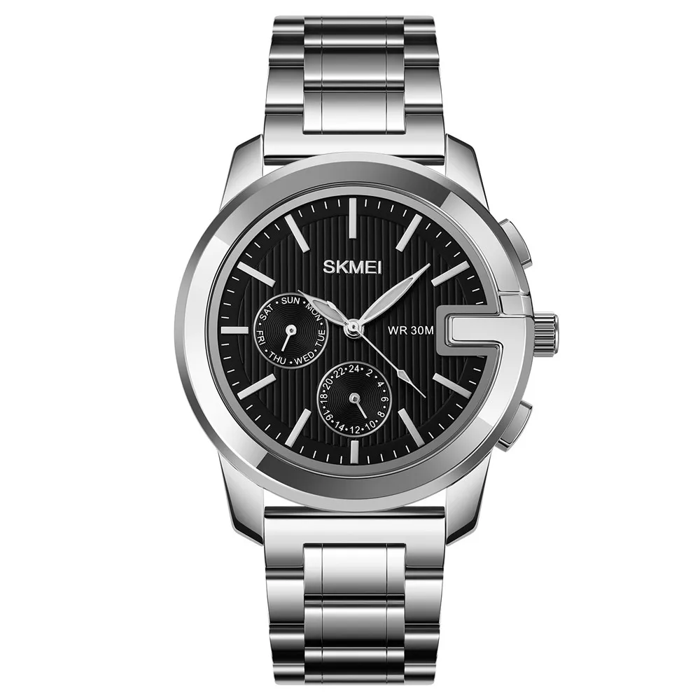 Skmei 1962 Luxury Stainless Steel Men Wristwatch Classic Business Quartz Wrist Watch Male Clock