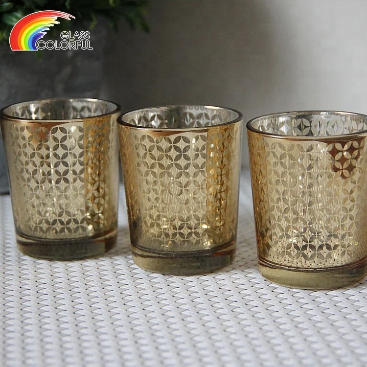 Cheap wholesale home decorated gold votive glass candle holders gold wedding party decoration