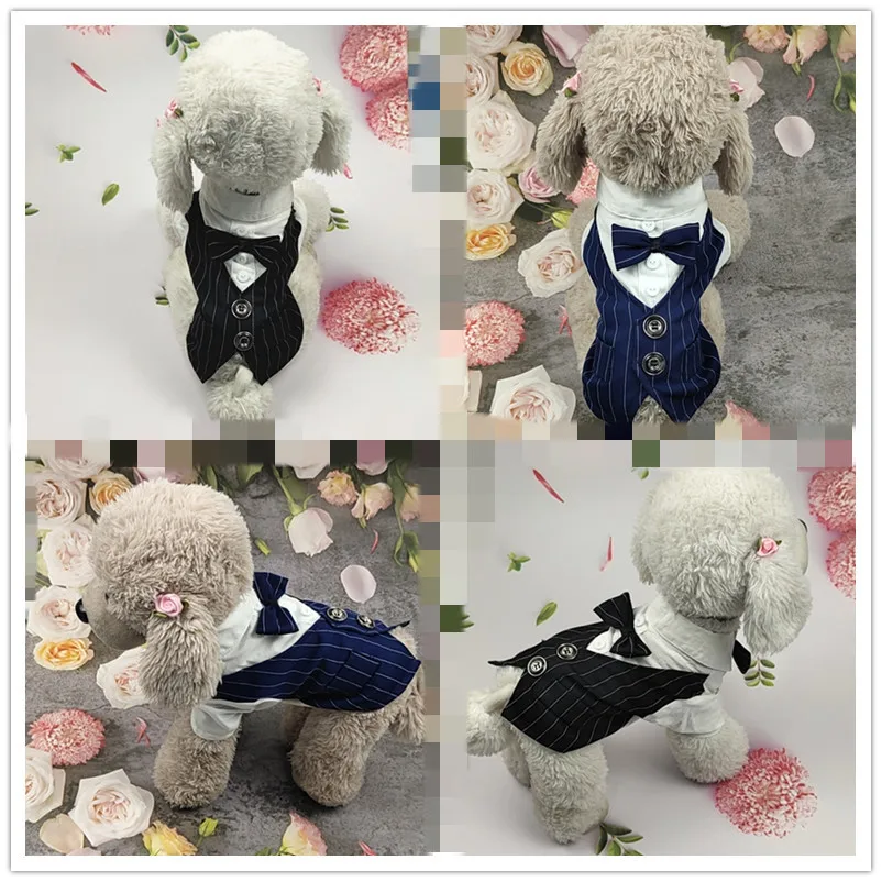 Wholesale cheap summer formal pet dog wedding clothes thin dog suit for small dogs cats in ceremony