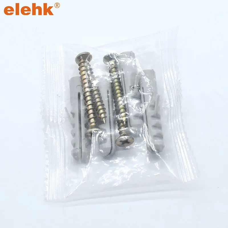 Elehk Factory Wholesale M5 M6 M7 M8 M10 Plastic wall plug PE PA plastic Anchor and screws Kit with 4pcs in opp bag