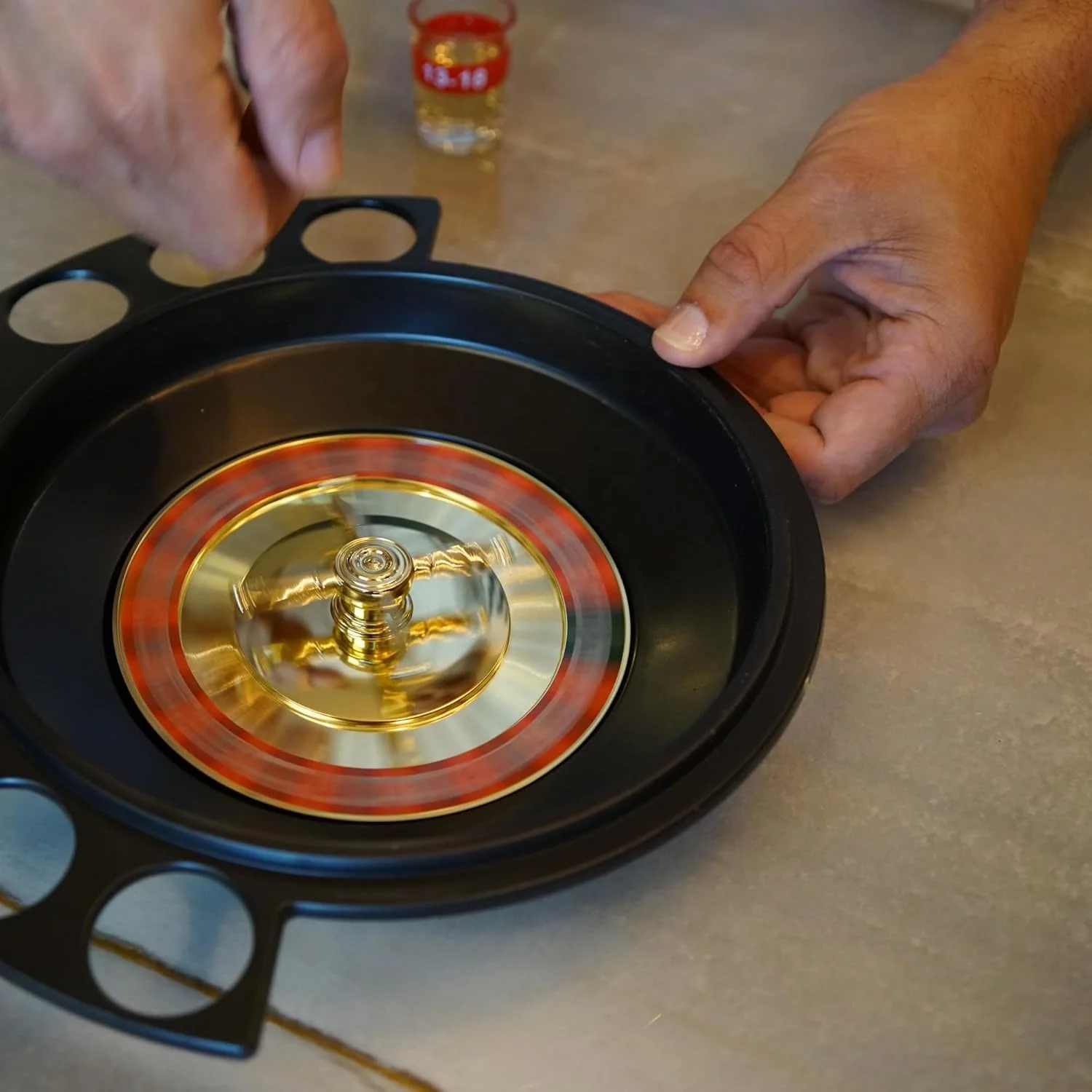 Party Entertainment Roulette Wheel Set with 6 Shot Glasses for Group Drinking Game