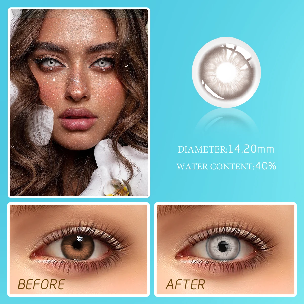 Lalens Brand 6 Months Use -2.00 Contact Lenses Manufacture China Prescription From Plano To 800 Clear Colored Contact Lenses