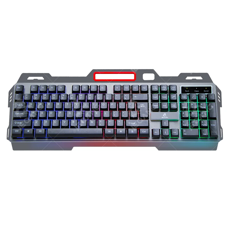 JEQANG Factory  JK-918 Steel plate rainbow light version design, comfortable hand design, waterproof mechanical keyboard