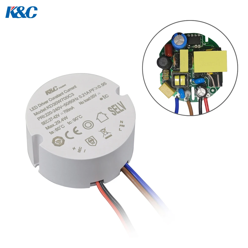 KC LED Driver Adjustable 30W Waterproof IP65 Led Driver Round
