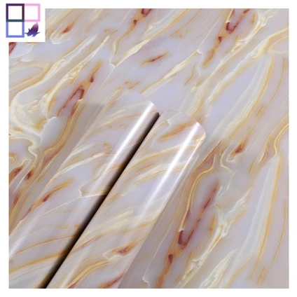 Modern removable wall sticker peel and stick panel tiles waterproof marble stone film foil for bathroom