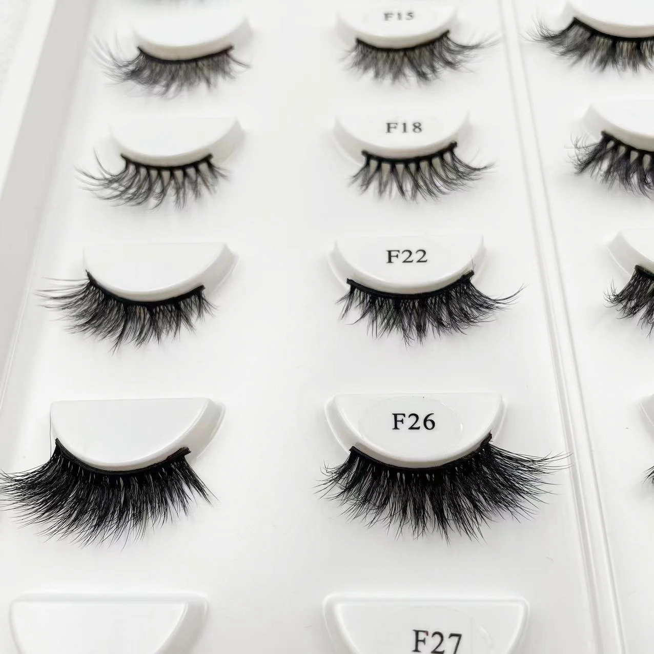 Wholesale 3D Wispy Faux Mink Silk Strip Eyelashes black cotton Band Natural Half False Lash For Makeup Natural Soft Lashes