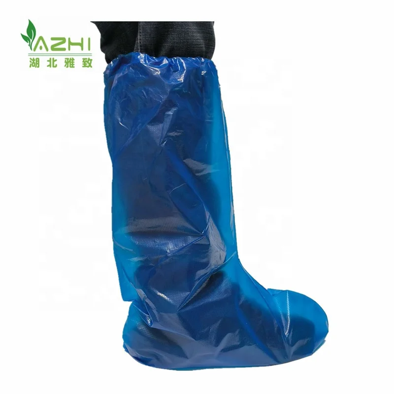 PE boot covers disposable blue rain shoe cover waterproof for long boots large size