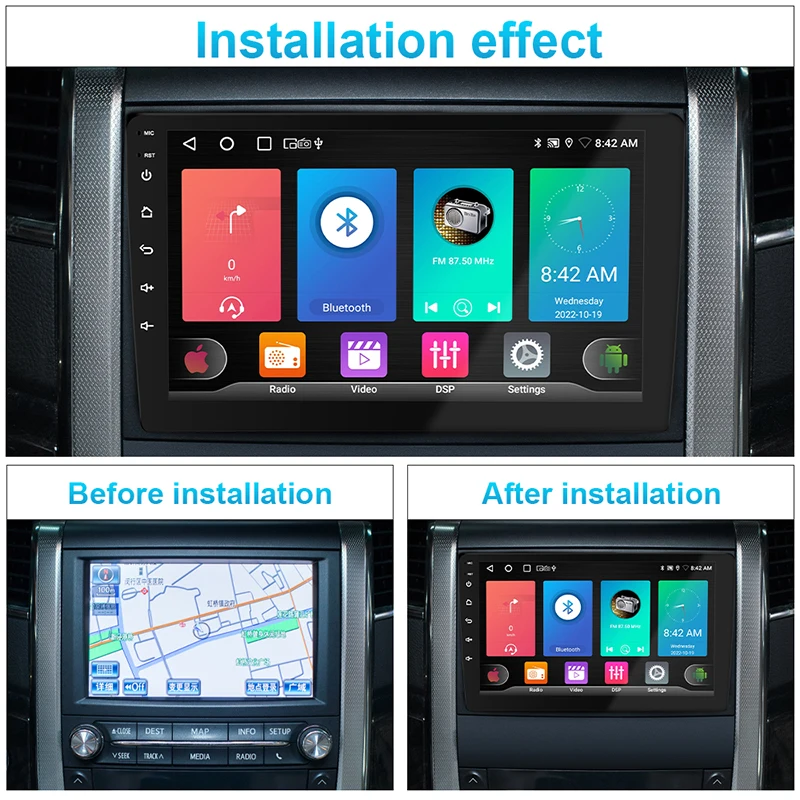 Radio FM, WiFi, Mirror Link para teléfono Android/iOS, entrada USB
