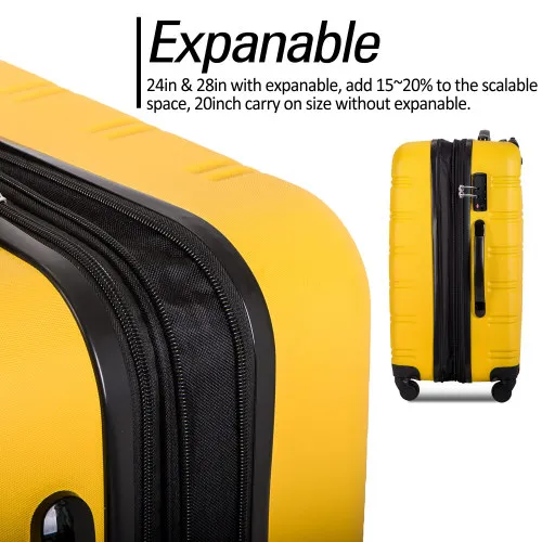 USA Free Shipping Expandable ABS Plastic Lightweight Suitcase Sets Travel Luggage with TSA Lock