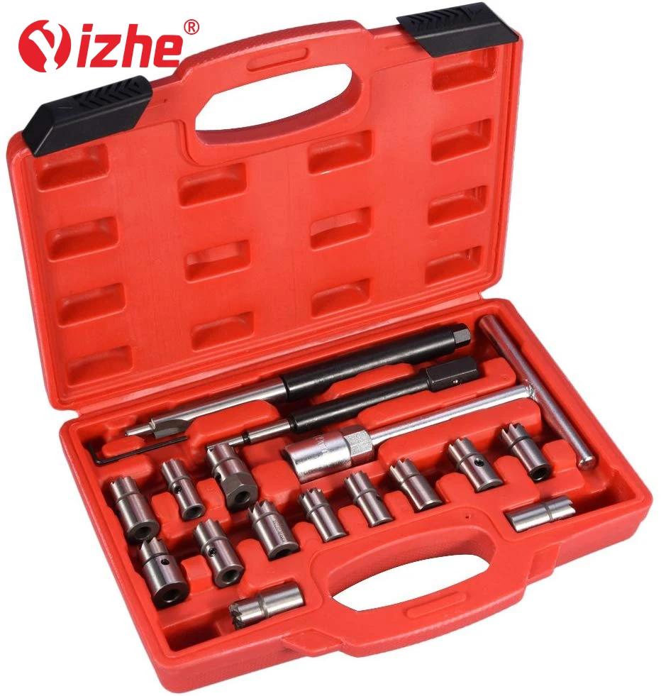 YIZHE 17Pcs Diesel Injector Seal kit Cutter Special Tools Injector Seat Injector Reamer Car Garage Vehicle Repair Tool