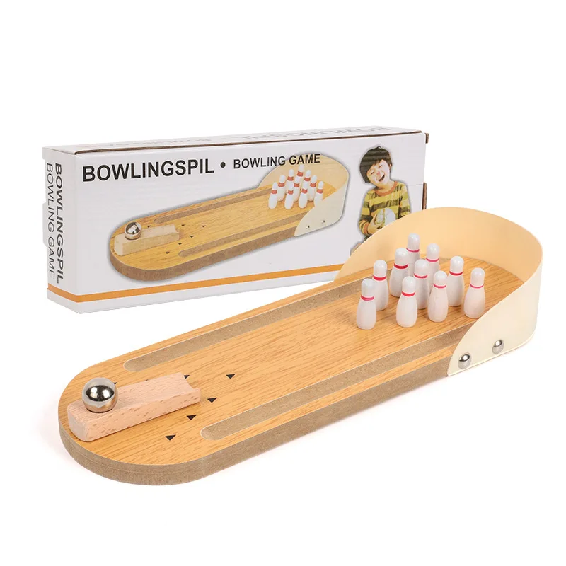 Mini Bowling Classic Wooden toy Desktop Tabletop Bowling Ball Board Indoor Bowling Game