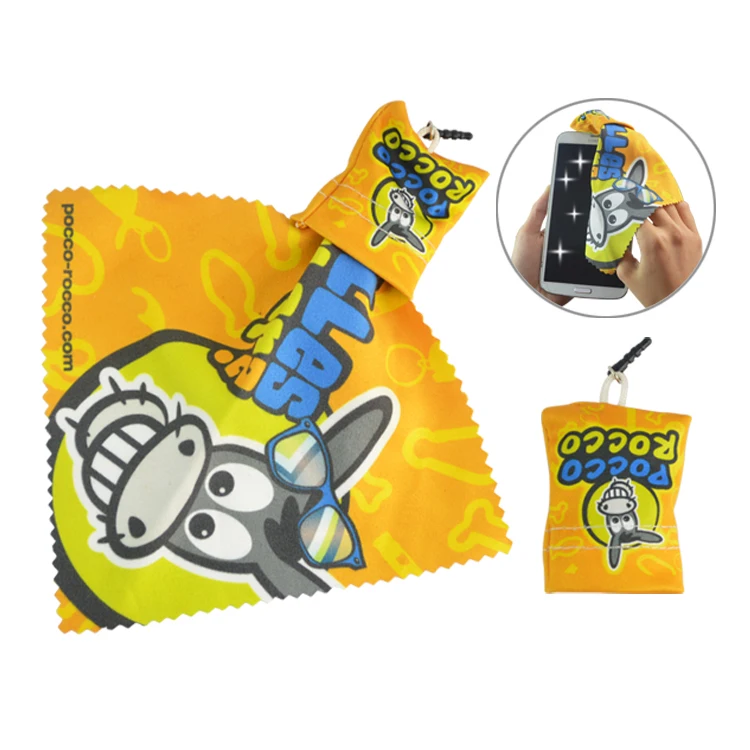 Wholesale Customized LOGO Fabric Lens with  Keychain   for PHONE/GLASS/ Microfiber cleaning  Cloth