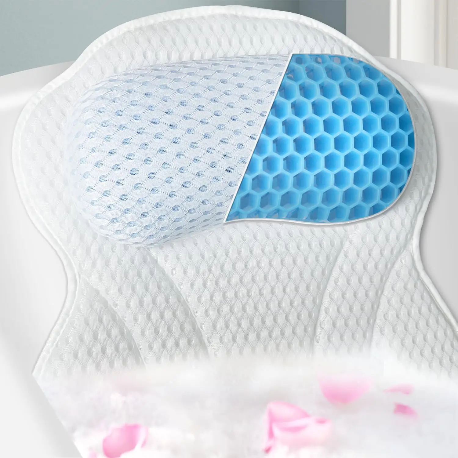New 2024 Bath Pillow Bathtub Pillow for Tub Neck and Back Support Bath Tub Pillow Headrest with Soft 4D Mesh Fabric