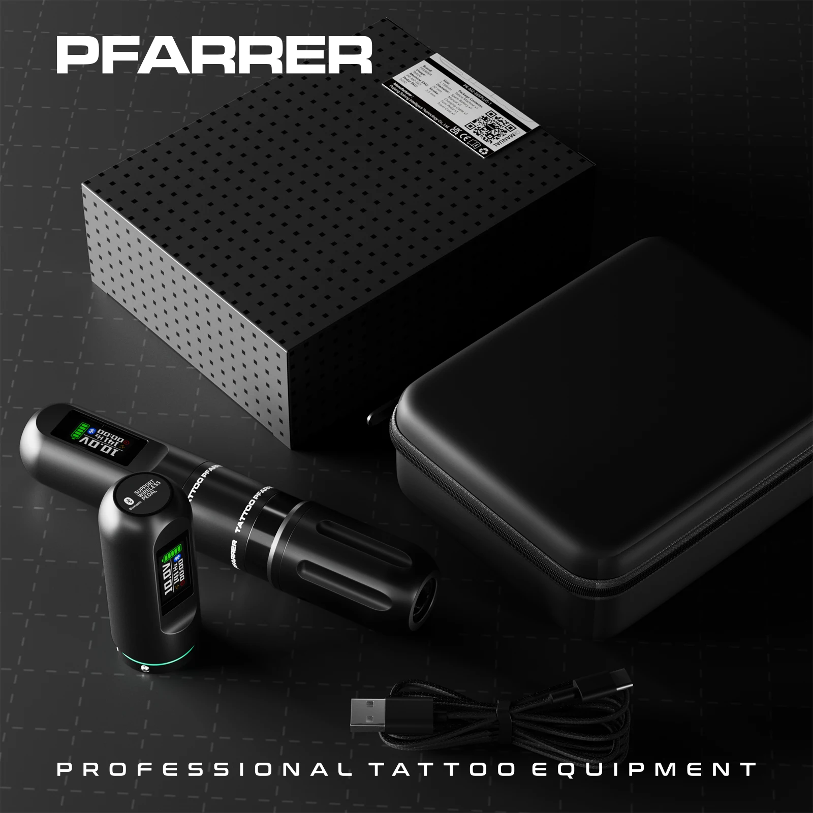 New Pfarrer Professional Wireless Rotary Tattoo Pen Dual Batteries Wireless Tattoo Machine Gun
