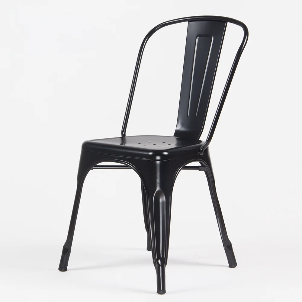 Промышленный современный Штабелируемый дешевый круглый черный стальной металлический обеденный