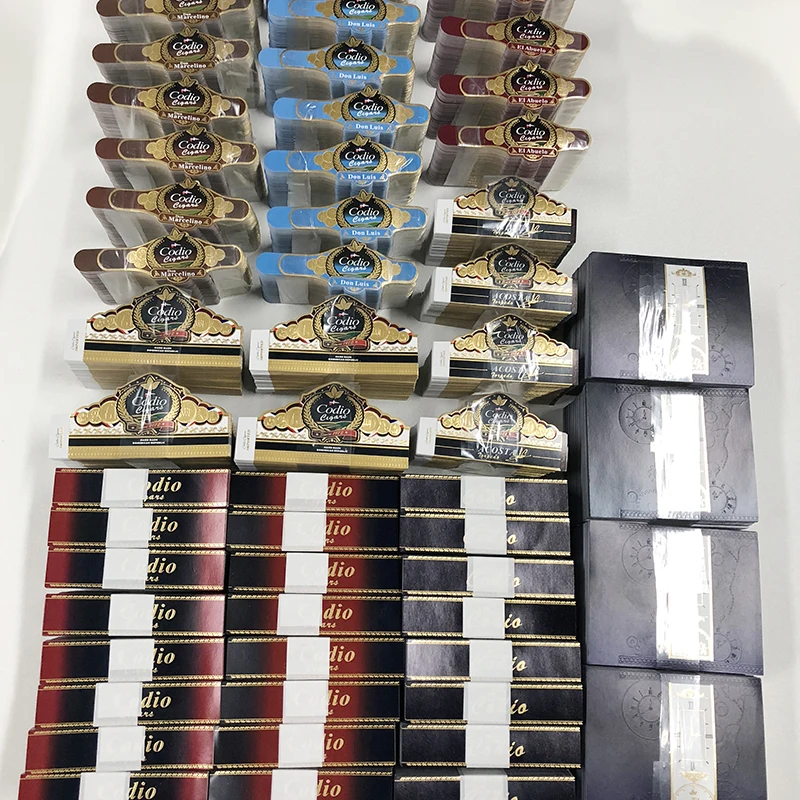 Wholesale Custom Printing Self Adhesive Private Roll Die Cut Embossed Logo Hologram Cuban Weed Cigar Band Sticker Label For Sea