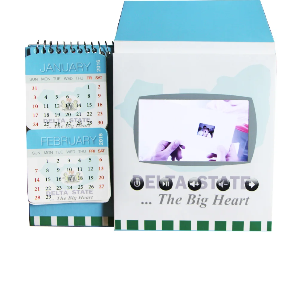 Calendar LCD Video Brochure Card In Paper Craft 4.3 Inch Indoor Advertising Player