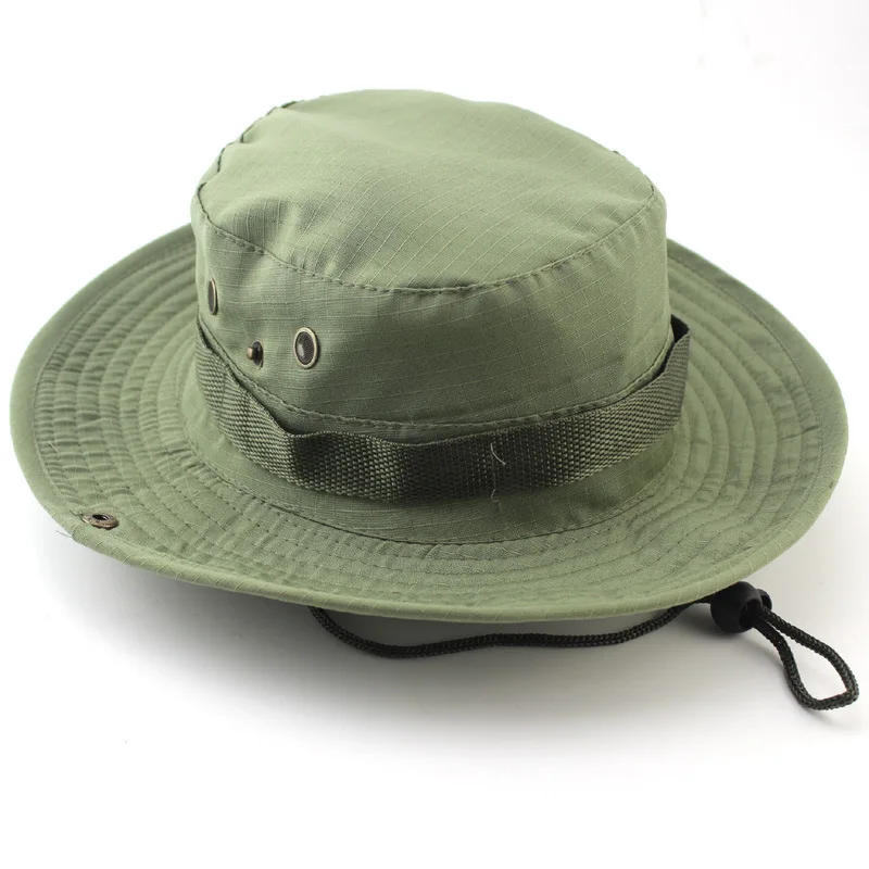 Custom Logo Waterproof Fishing Boonie Bucket Hats UV Wide Brim Adjustable Fisherman Hat With Strings Sun Protection Caps For Men