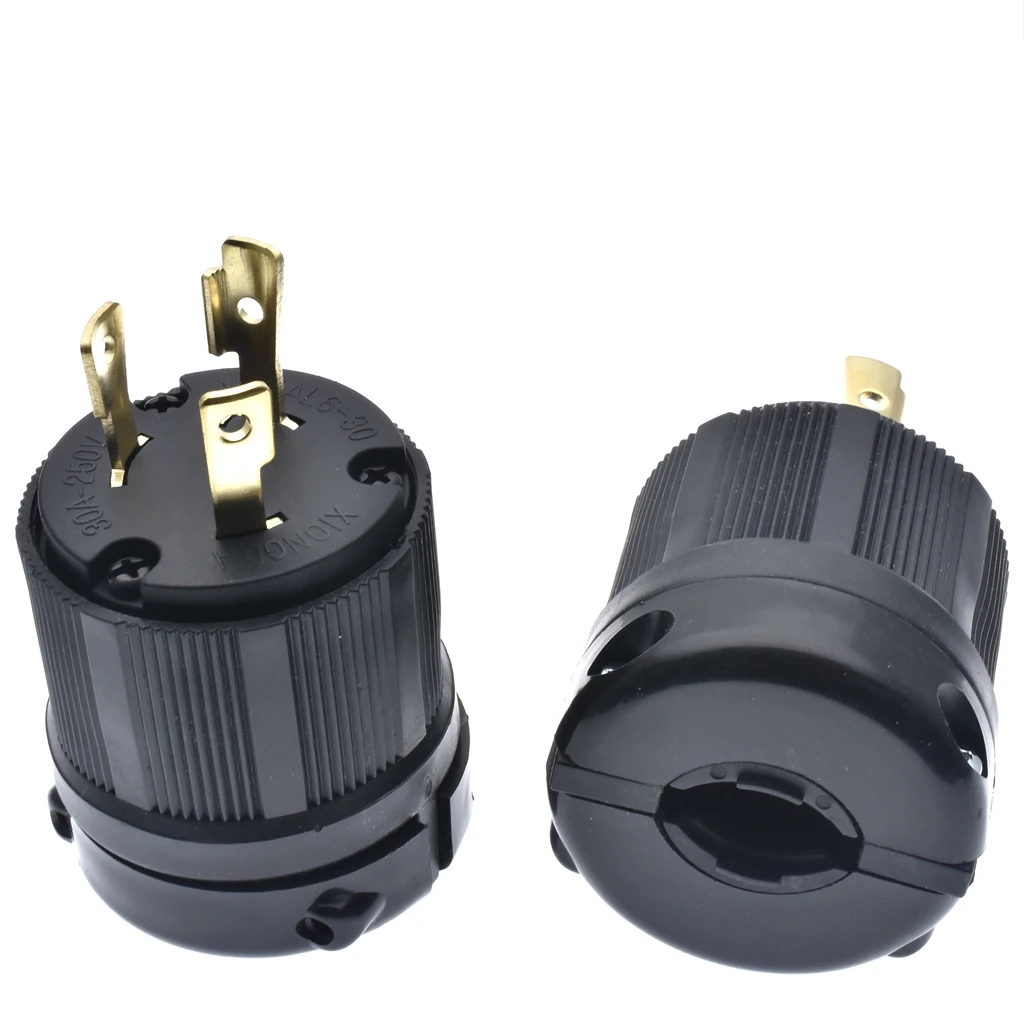 NEMA L6-30P Twist Lock Power Plug Wiring Connector Plug 250V 3 Wire Twist Locking US Plug Anti-off Straight AV Connector