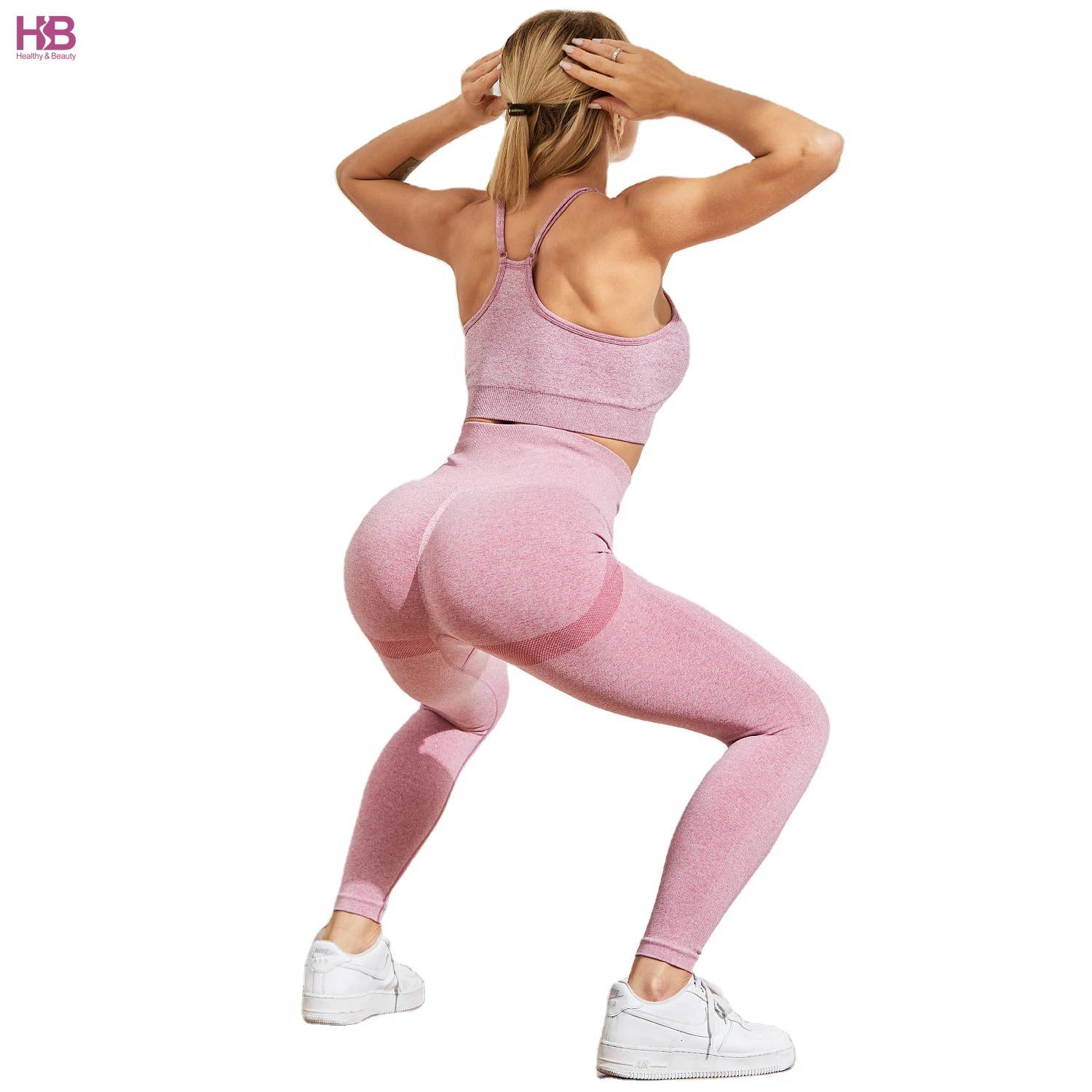 Women Sport Clothes Ladies Gym Fitness Active Wear High Waisted Pants 2 Piece Set Seamless Yoga Set