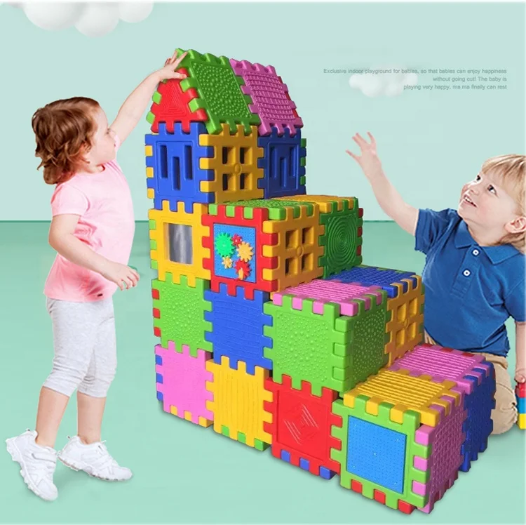 Eco-friendly  plastic bricks diy blocks toys big plastic building block educational toys for kids