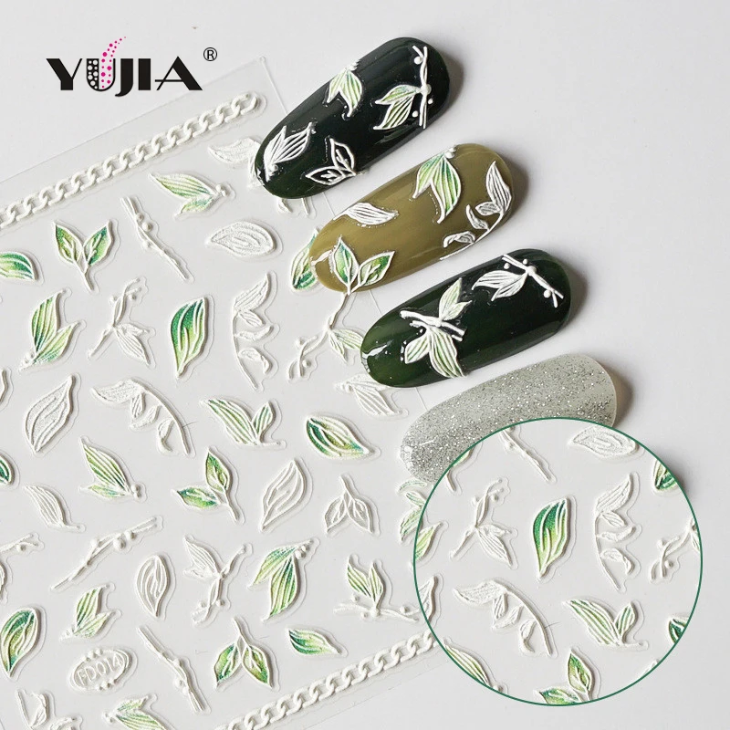 NEW 5D Stereo Embossed Nail Sticker Anime Cute White Cloud Smiley Rainbow Flower Sticker