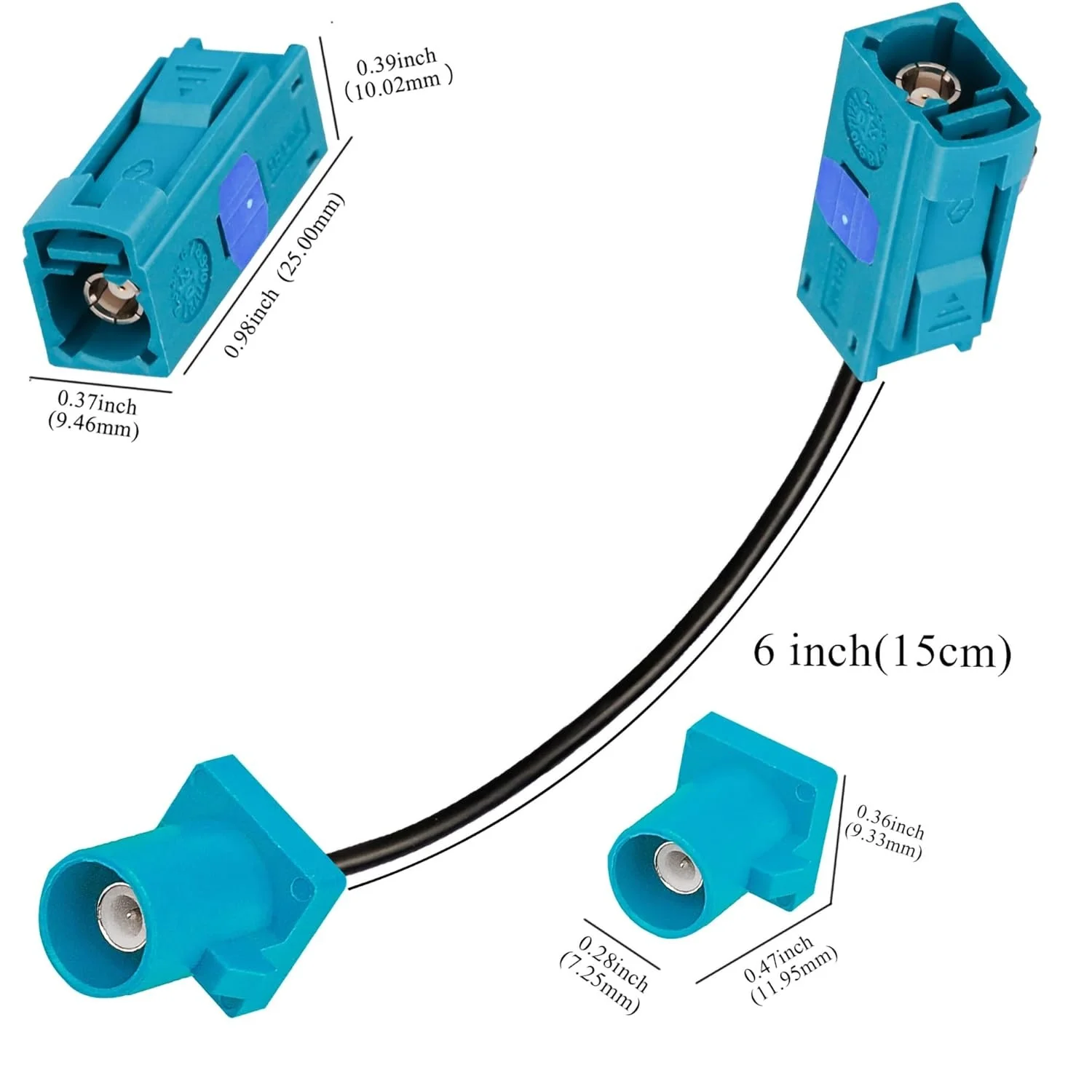 Fakra Z male plug waterblue5021 crimp connector for rg174 fakra z code male plug to z code female jack