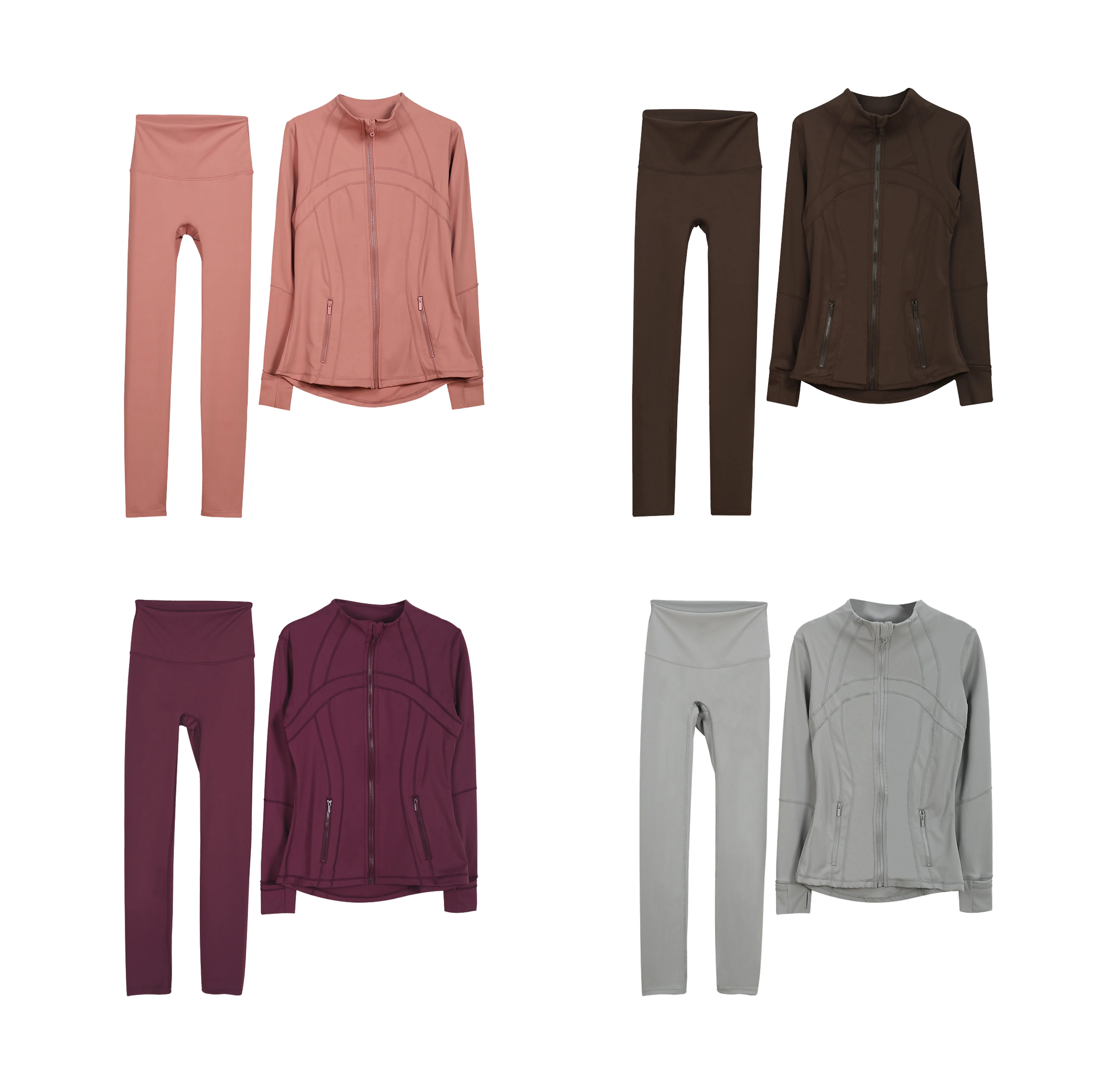 2024 new style high quality Workout Gym Tracksuits Long Sleeve Zipper Jacket With Leggings Women 2 Piece Jacket Set