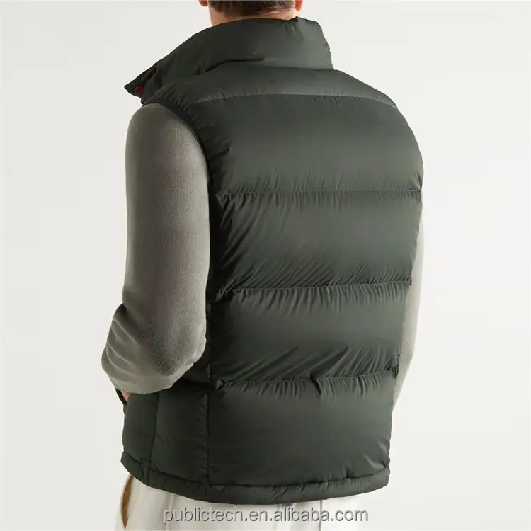 OEM Custom Funnel Neck Windbreaker Bubble Padded Puffer Down Vest For Men