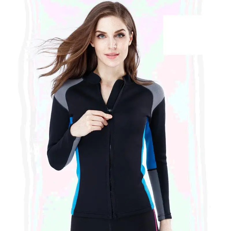 Neoprene Long Sleeve Front Zip Sports for Scuba Diving Surf Swimming Snorkel Suit Women Wetsuits Top Jacket Vest