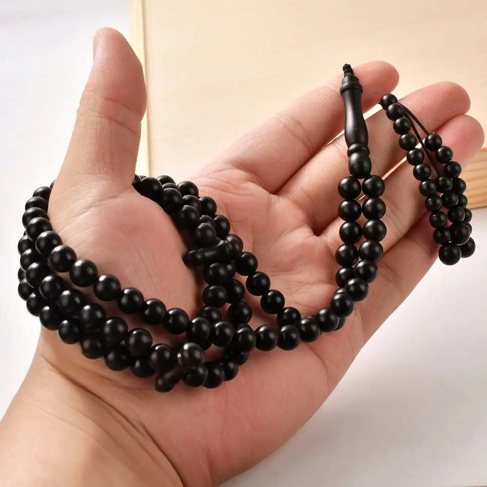 Wholesale Islamic Natural Coc Real Wooden Tasbih Tasbeeh Muslim Beads 99 Ebony Wood Rosary Prayer Beads