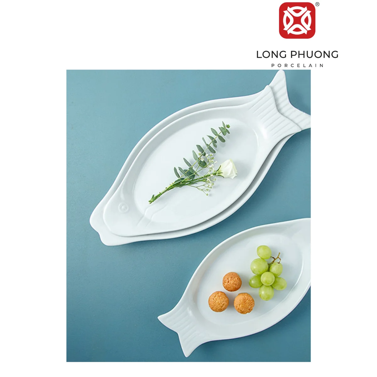 Wholesale Unique Fish Shape Ceramic Plate Customized Sizes Serving Salad Decoration Hotel/Restaurants/Kitchen