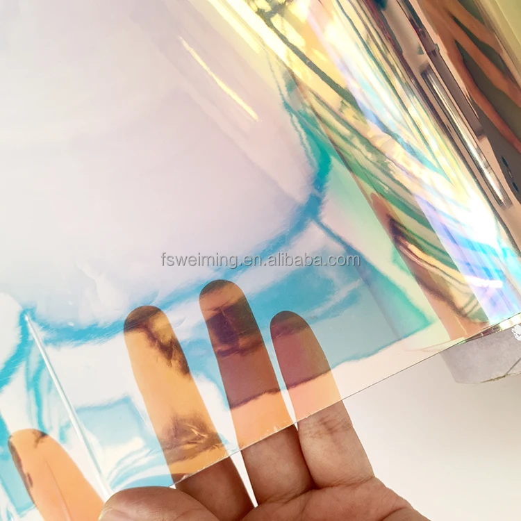 Transparent PVC Dichroic Iridescent Film Roll For Cosmetic Bags