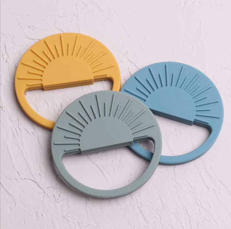 2021 new product BPA Free  sun shapes rainbow Food Grade Silicone  baby teether  ring toy