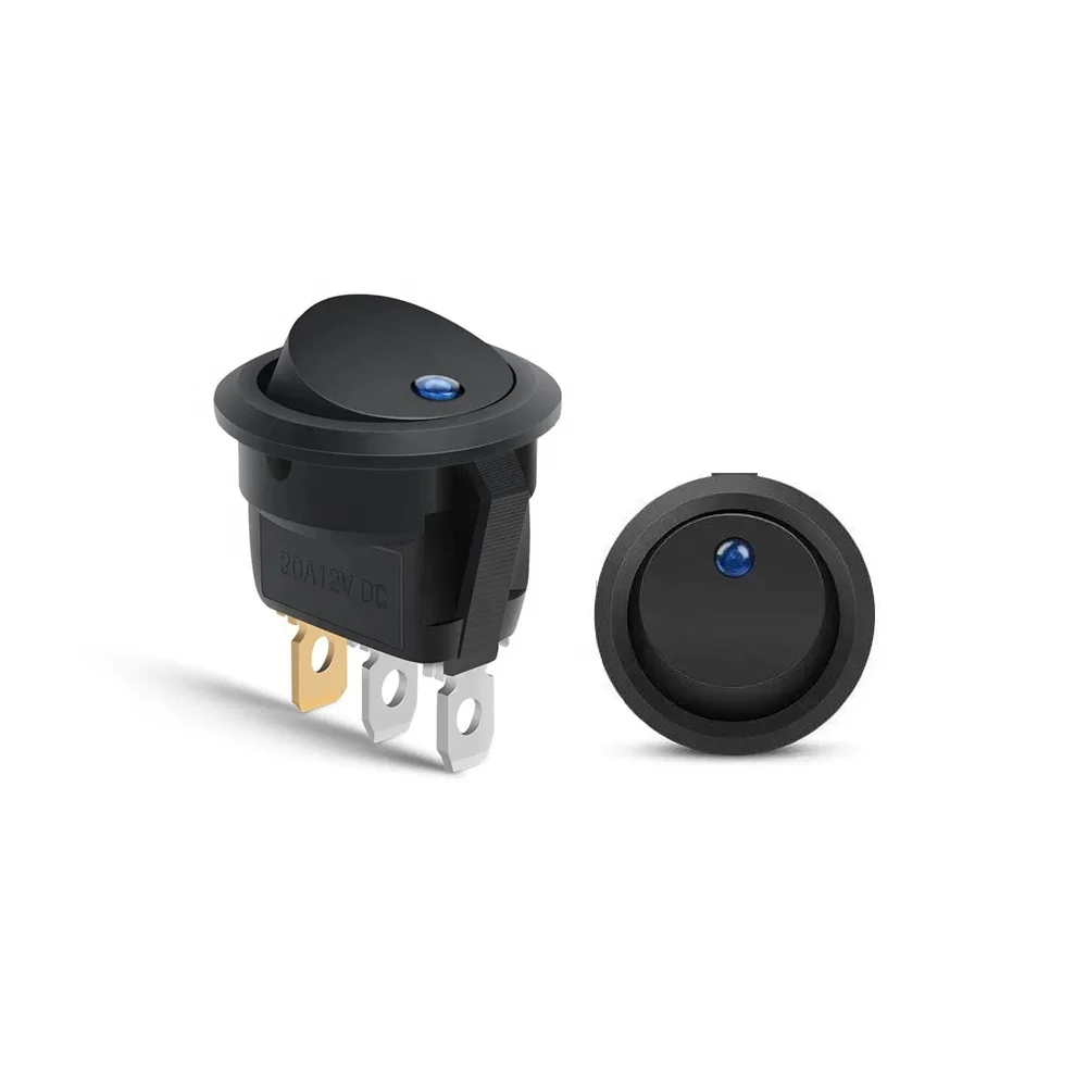 12V-20A round Blue LED SPST Toggle Rocker Switch Max Voltage 250v