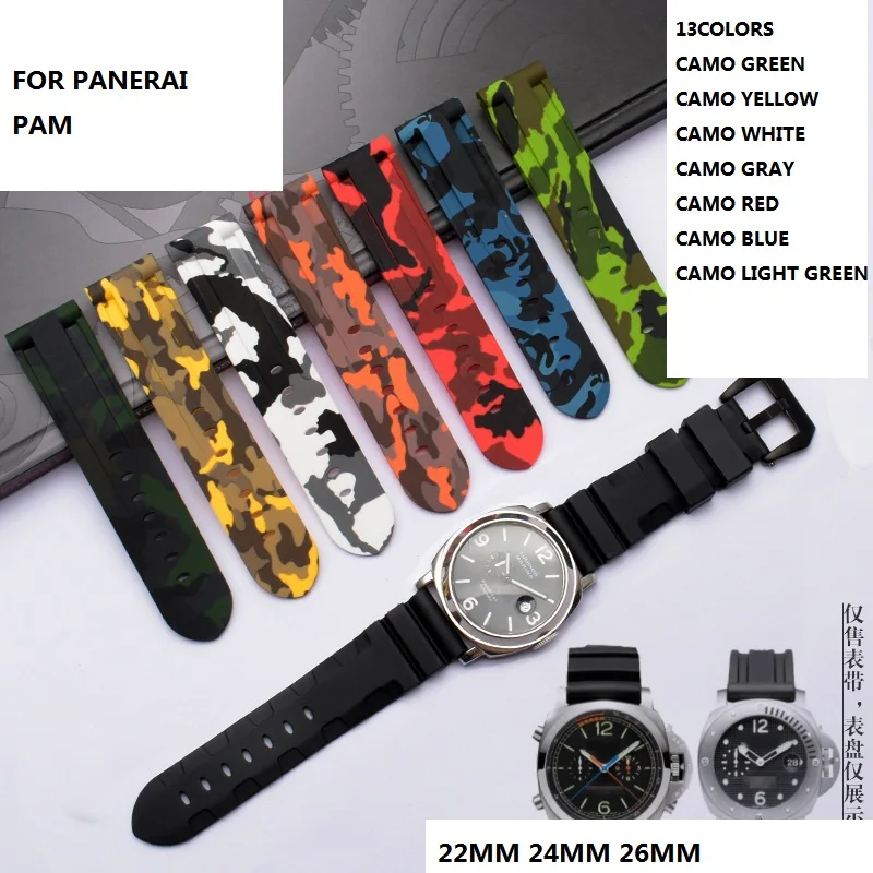 strap 22mm silicone custom waterproof rubber watch band pam watch bands for panerai