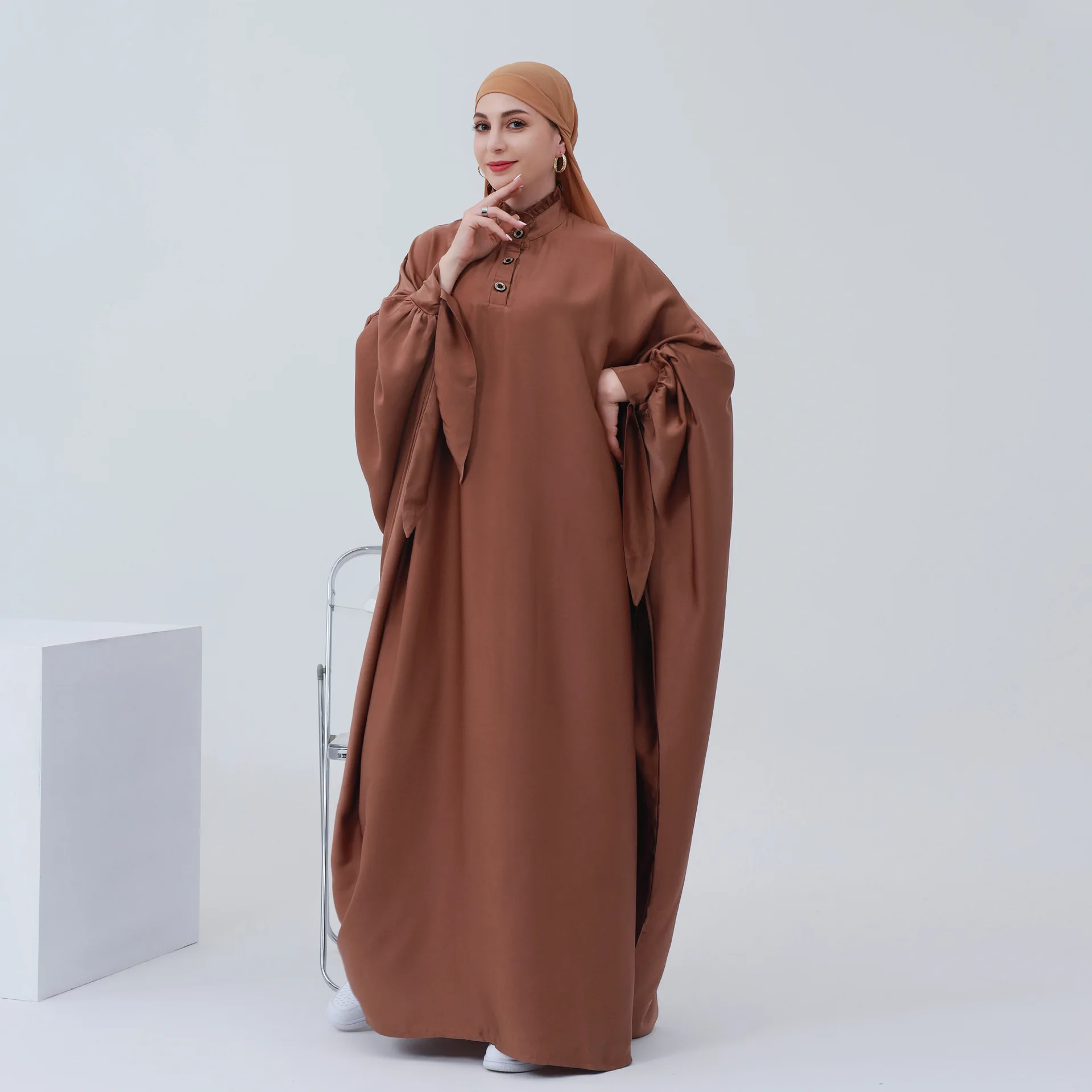 High quality ramadan solid color Islamic clothing dubai women muslim dress