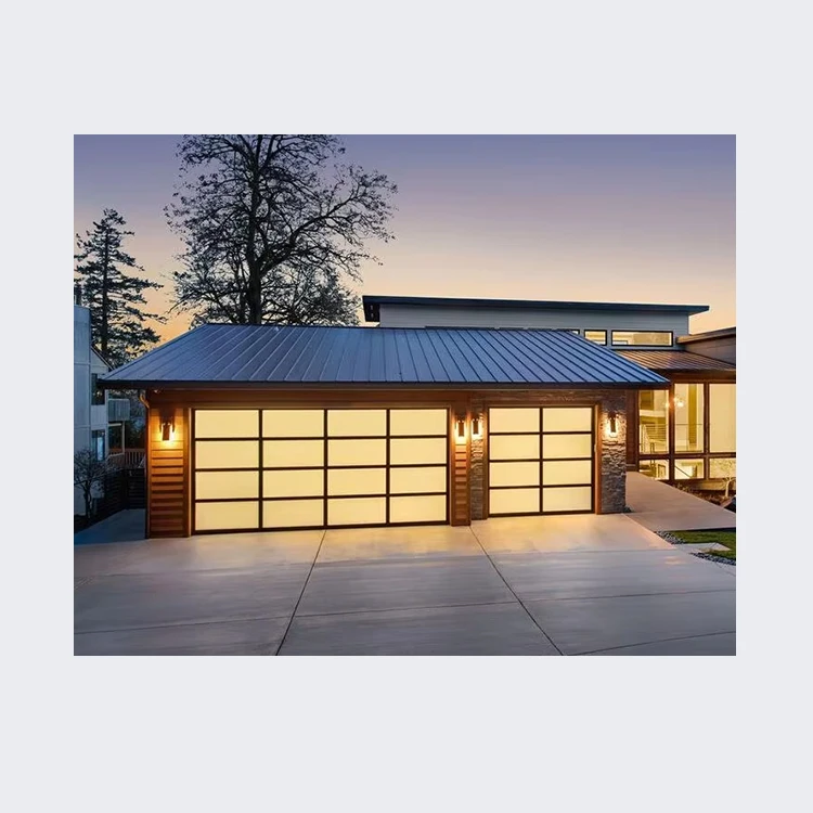 Modern New Black Automatic Garage Door Aluminum Alloy Frosted Glass Rolling Anti-theft Online Technical Support,free Spare Parts